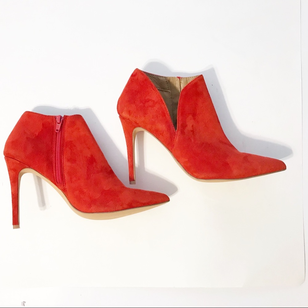 Steve Madden Stiletto Heel Ankle Boot Red Suede